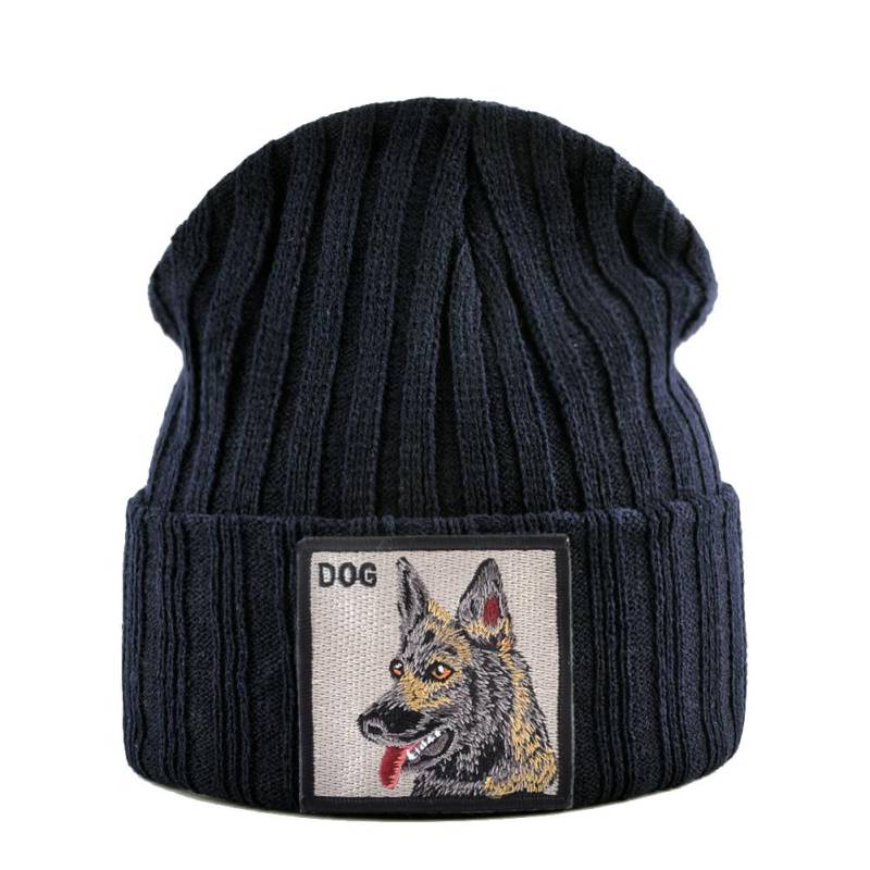 Skullies Beanies Frauen Herbst Winter Streetwear Stricken Mützen Hut Männer Gestrickte Einfarbig Motorhaube Gorras Mit Stickerei Patch Kappe von Joom DACH
