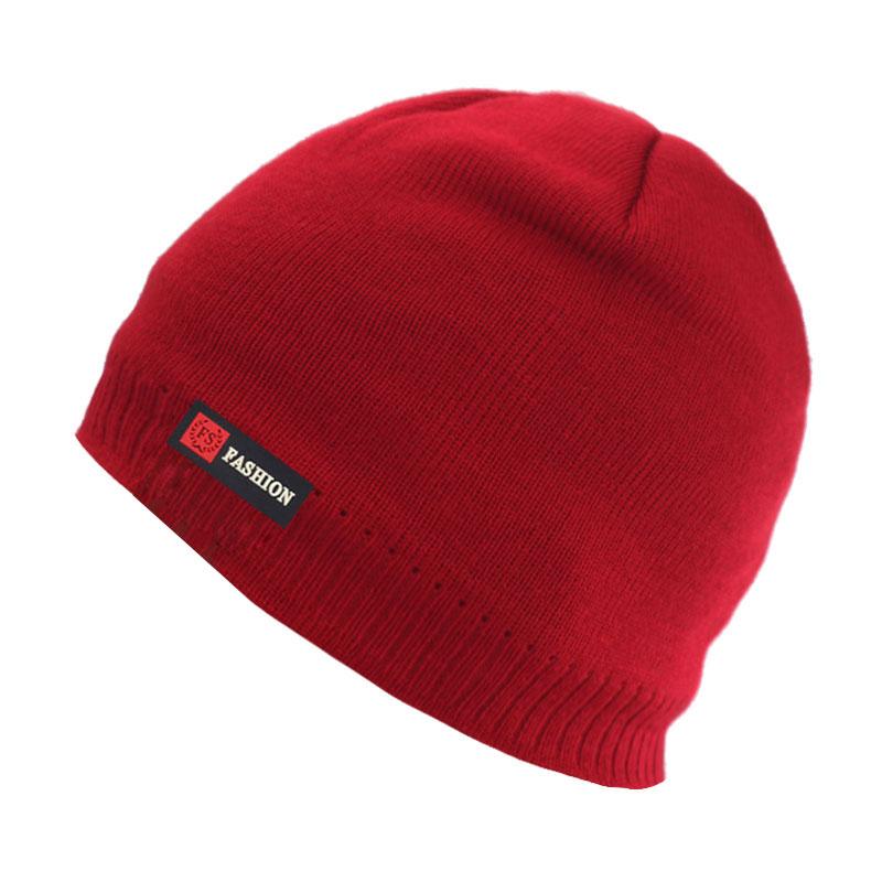 Skullies Beanies Männer Winter Hut Frauen Gestrickte Hüte Für Männer Kappe Winter Beanie Hut Gorro Dicke Warme Brimless Pelz motorhaube männer Kappe 55-60 cm rot von Joom DACH