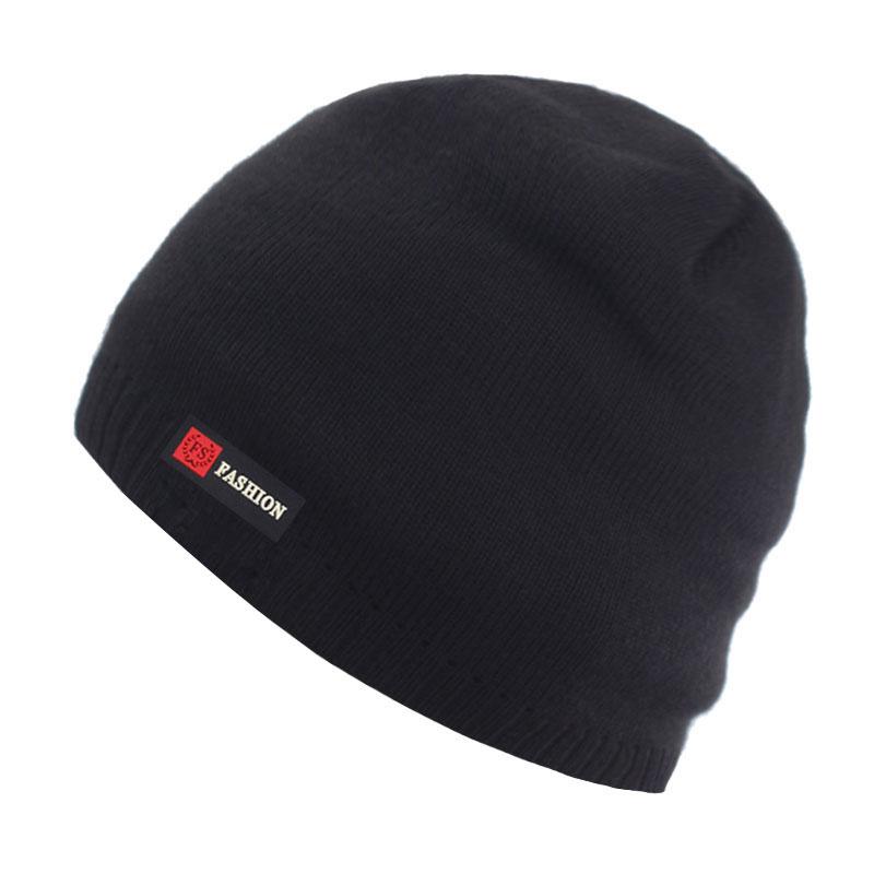 Skullies Beanies Männer Winter Hut Frauen Gestrickte Hüte Für Männer Kappe Winter Beanie Hut Gorro Dicke Warme Brimless Pelz motorhaube männer Kappe 55-60 cm schwarz von Joom DACH