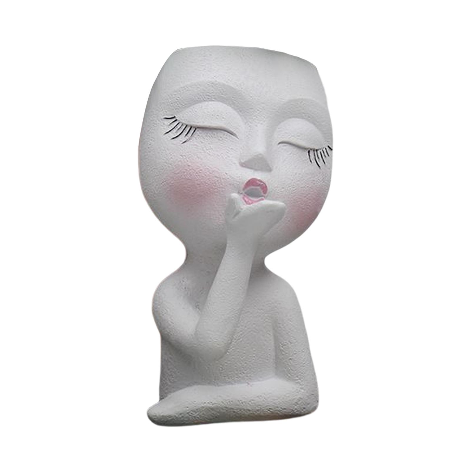 Skulptur Blumentopf Harz Porträt Fliegender Kuss Blumentopf Pflanztopf Geschlossenes Auge Blumentopf von Joom DACH