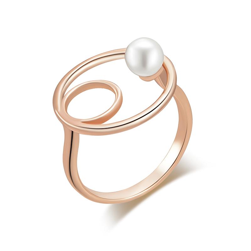 Slawischer Vintage-Perlenring in Roségold mit doppeltem Hohlkreis, Schmuck für Frauen 8 von Joom DACH