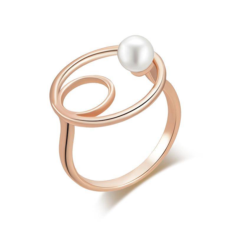 Slawischer Vintage-Perlenring in Roségold mit doppeltem Hohlkreis, Schmuck für Frauen 8 von Joom DACH