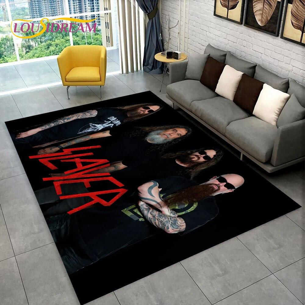 Slayer Heavy Metal Band Musikbereich Teppich, Teppich für Zuhause, Wohnzimmer, Schlafzimmer, Sofa, Fußmatte, Dekor, Kinder spielen, rutschfeste Bodenmatte 40cm x 60cm von Joom DACH