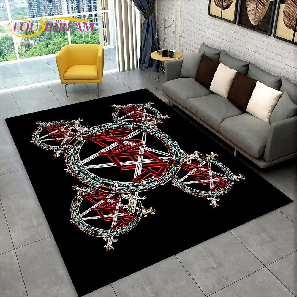 Slayer Heavy Metal Band Musikbereich Teppich, Teppich für Zuhause, Wohnzimmer, Schlafzimmer, Sofa, Fußmatte, Dekor, Kinder spielen, rutschfeste Bodenmatte 40cm x 60cm von Joom DACH