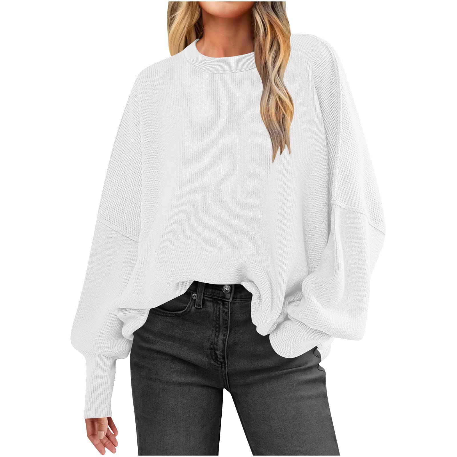 Sleeve Sweaters For Women Casual Crewneck Knitted Fall Winter Loose Pullover Cute Sweater Tops XL weiß Sleeve Sweaters For Women Casual Crewneck Knitted Fall Winter Loose Pullover Cute Sweater Tops XL weiß von Joom DACH