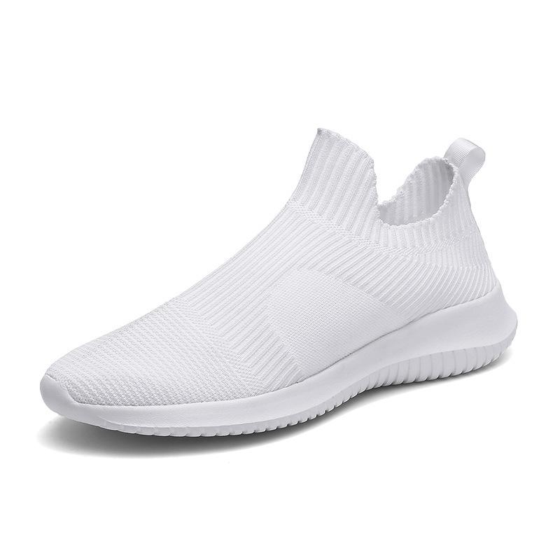 Slip-On Sneakers Herren Leichte Laufschuhe Atmungsaktive Gestrickte Sockenschuhe Weiß Jogging Walking Sportschuhe Männliche Freizeitschuhe 39 weiß von Joom DACH
