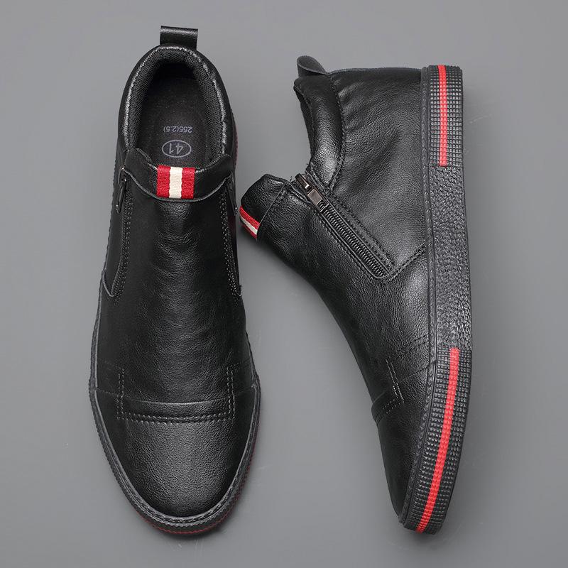 Slip-on-Chelsea-Stiefel für Herren, Frühlingsmodische High-Top-Sneaker-Schuhe, britische All-Match-Freizeitschuhe aus Leder, verschleißfester Schuh 38 von Joom DACH