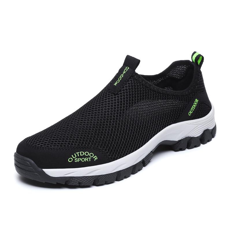 Slip-on Outdoor-Sport-Kletterschuhe plus Größe Herren Sommer Mesh Atmungsaktive Freizeit Bergsteigerschuhe 48 schwarz von Joom DACH