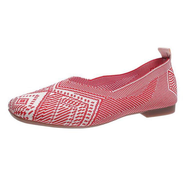 Slip-on-Slipper mit flachem Netzstoff, geschlossene Zehenpartie, Ballerinas für Damen, Pumps, Damen-Bootsschuhe mit weichem Boden 37 rot von Joom DACH