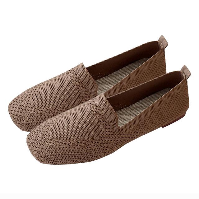 Slip-on-Slipper mit flachem Netzstoff, geschlossene Zehenpartie, Ballerinas für Damen, Pumps, Damen-Bootsschuhe mit weichem Boden 41 braun von Joom DACH
