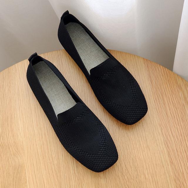 Slip-on-Slipper mit flachem Netzstoff, geschlossene Zehenpartie, Ballerinas für Damen, Pumps, Damen-Bootsschuhe mit weichem Boden 42 schwarz von Joom DACH