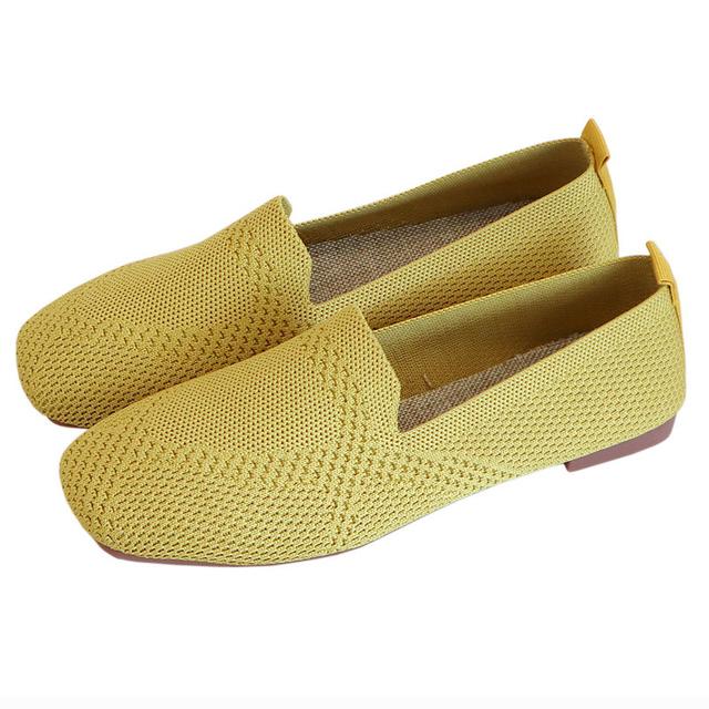 Slip-on-Slipper mit flachem Netzstoff, geschlossene Zehenpartie, Ballerinas für Damen, Pumps, Damen-Bootsschuhe mit weichem Boden 42 gelb von Joom DACH