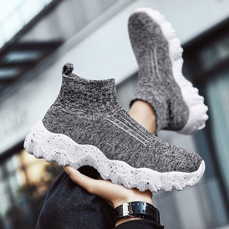 Slipper High Top Dicke Plateausohle Mesh-Obermaterial Herren Freizeitsneaker Bequem Stilvoll Schlicht Jogging Sommer Sportschuhe für Herren 36 von Joom DACH