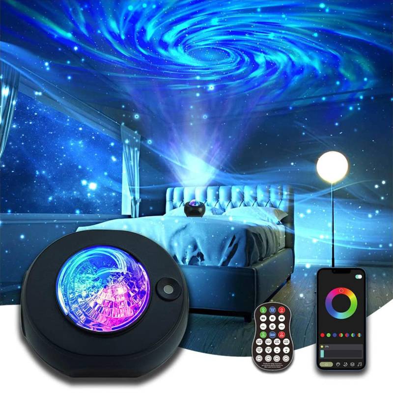 Smart Galaxy Star Projektor APP Steuerung Bluetooth Speark LED Bunte Sternenhimmel Projektor Nachtlampe Fernbedienung für Schlafzimmer Kinder Geschenke schwarz von Joom DACH