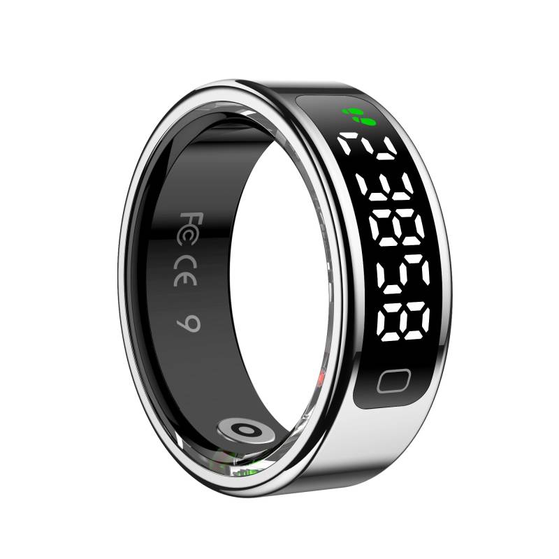 Smart Ring Herzfrequenz Blutsauerstoff Blutdruckmessung Männer Frauen Fitness Tracker Sport IP68 Wasserdicht Bluetooth Ring Size 10 (20mm) silber von Joom DACH