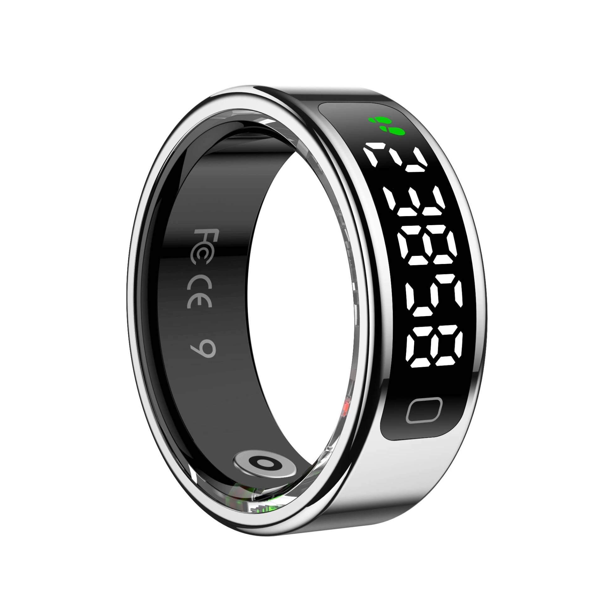 Smart Ring Herzfrequenz Blutsauerstoff Blutdruckmessung Männer Frauen Fitness Tracker Sport IP68 Wasserdicht Bluetooth Ring Size 13 (22.3mm) silber von Joom DACH