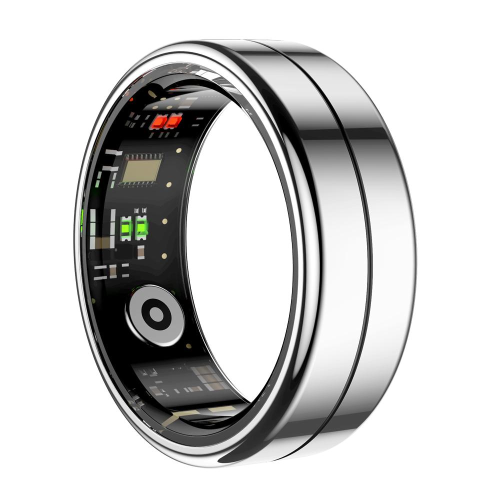 Smart Ring Herzfrequenz Blutsauerstoff Blutdruckmessung Männer Frauen Fitness Tracker Sport IP68 Wasserdicht Bluetooth Ring Size 13 (22.4mm) silber von Joom DACH