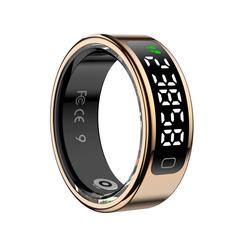 Smart Ring Herzfrequenz Blutsauerstoff Blutdruckmessung Männer Frauen Fitness Tracker Sport IP68 Wasserdicht Bluetooth Ring Size 7 (17.5mm) gold von Joom DACH