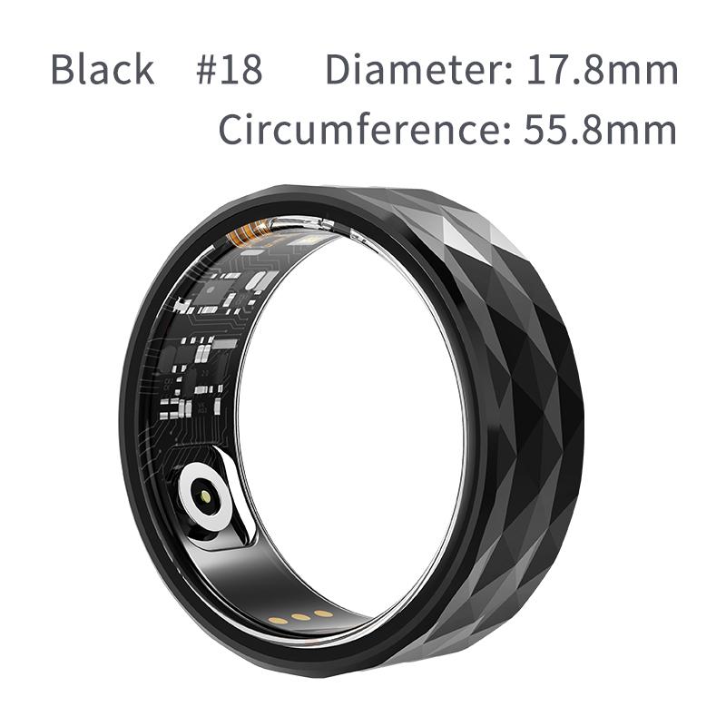 Smart Ring Männer Frauen Herzfrequenz Blutsauerstoff Schlaf Gesundheitsmonitor Sportaktivität Fitness Tracker Ring Drahtlose Bluetooth-Konnektivität USB-Aufladung R12 #18 schwarz von Joom DACH