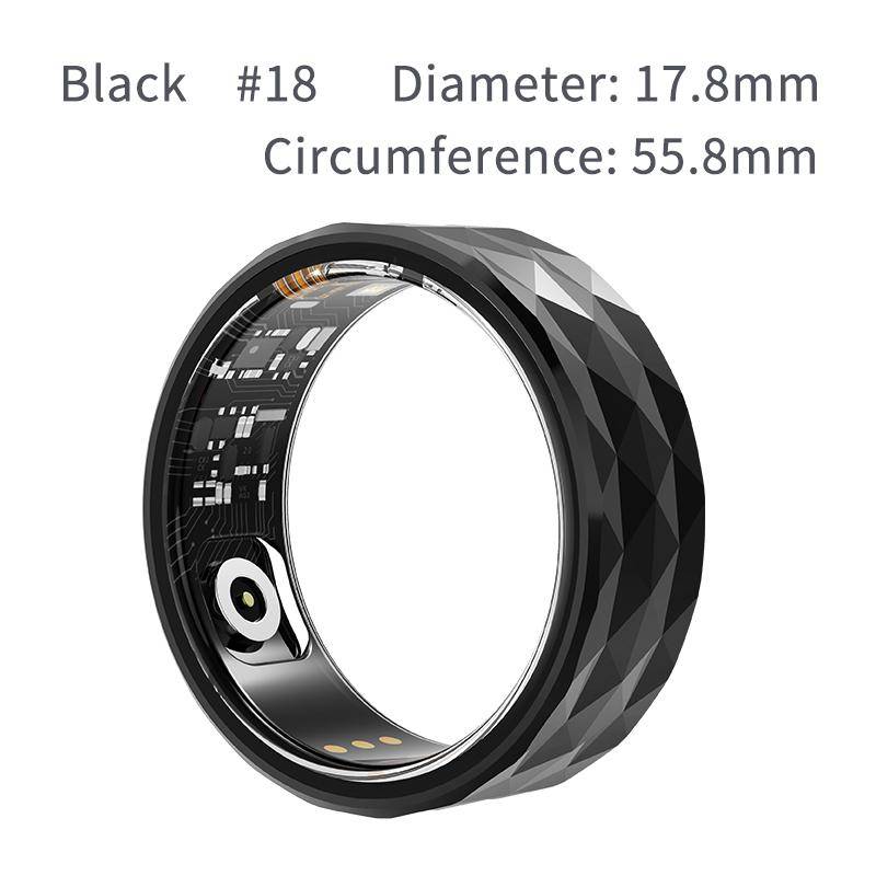 Smart Ring Männer Frauen Herzfrequenz Blutsauerstoff Schlaf Gesundheitsmonitor Sportaktivität Fitness Tracker Ring Drahtlose Bluetooth-Konnektivität USB-Aufladung R12 #18 schwarz von Joom DACH