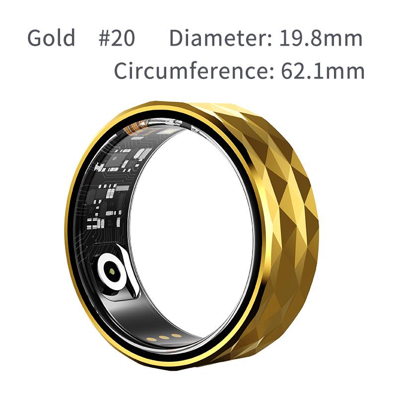 Smart Ring Männer Frauen Herzfrequenz Blutsauerstoff Schlaf Gesundheitsmonitor Sportaktivität Fitness Tracker Ring Drahtlose Bluetooth-Konnektivität USB-Aufladung R12 #20 gold von Joom DACH