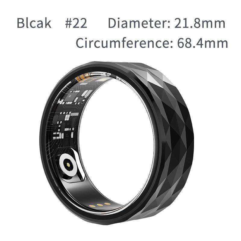 Smart Ring Männer Frauen Herzfrequenz Blutsauerstoff Schlaf Gesundheitsmonitor Sportaktivität Fitness Tracker Ring Drahtlose Bluetooth-Konnektivität USB-Aufladung R12 #22 schwarz von Joom DACH