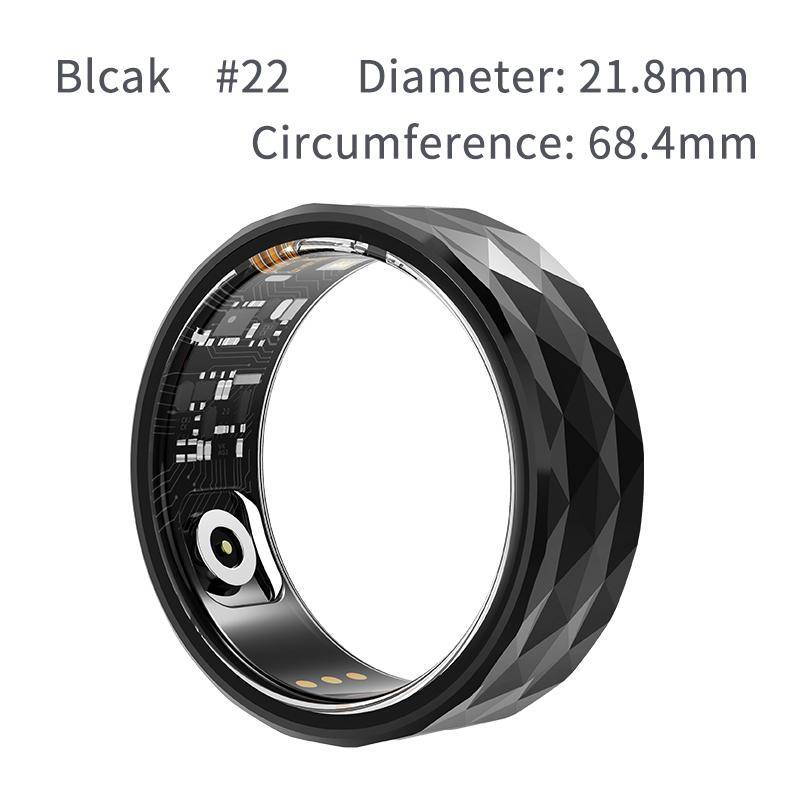 Smart Ring Männer Frauen Herzfrequenz Blutsauerstoff Schlaf Gesundheitsmonitor Sportaktivität Fitness Tracker Ring Drahtlose Bluetooth-Konnektivität USB-Aufladung R12 #22 schwarz von Joom DACH
