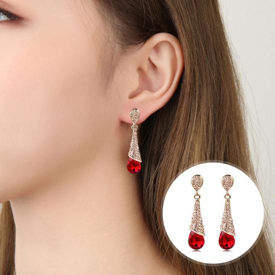 Smart Waterdrop Kronleuchter voller glänzender Ohrringe Ohrstecker Ohrclip Red (stud) von Joom DACH