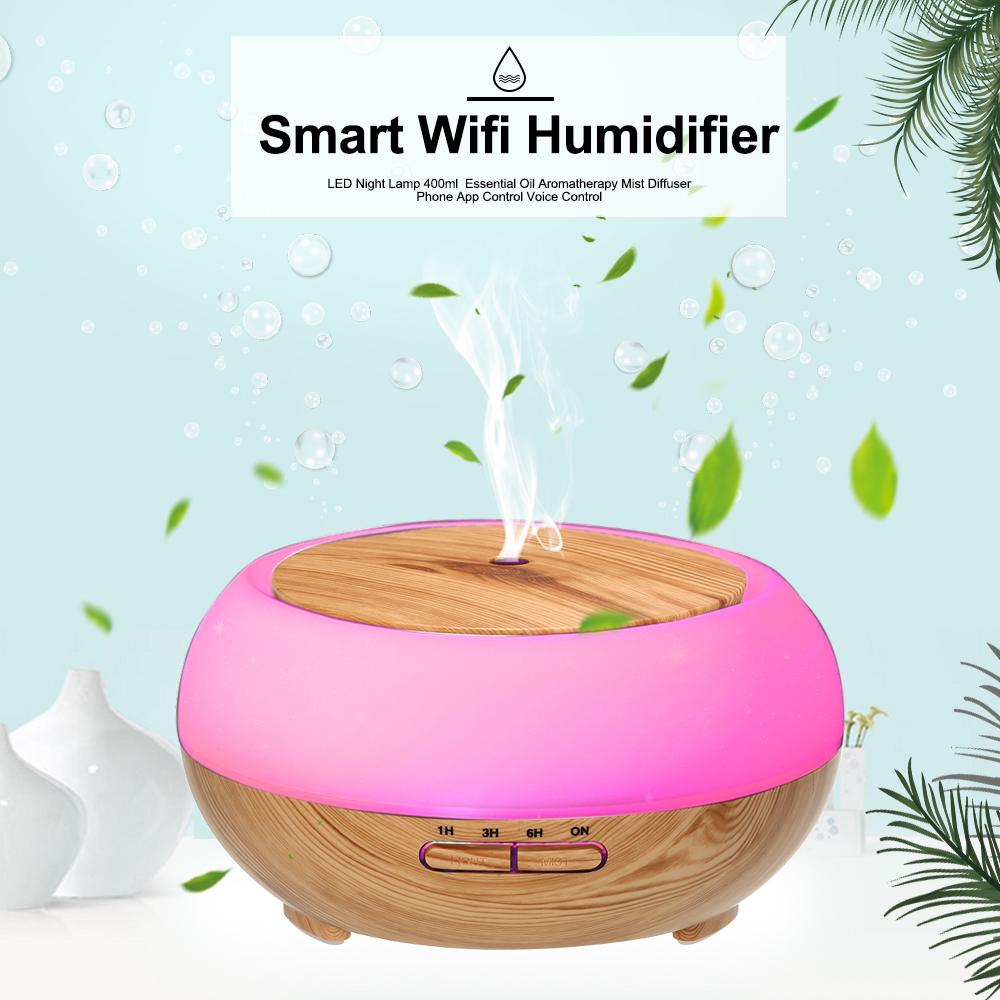 Smart Wifi Wireless LED Nachtlampe 400 ml Luftbefeuchter Ätherisches Öl Aromatherapie Nebel Diffusor Telefon EU Plug light wood von Joom DACH