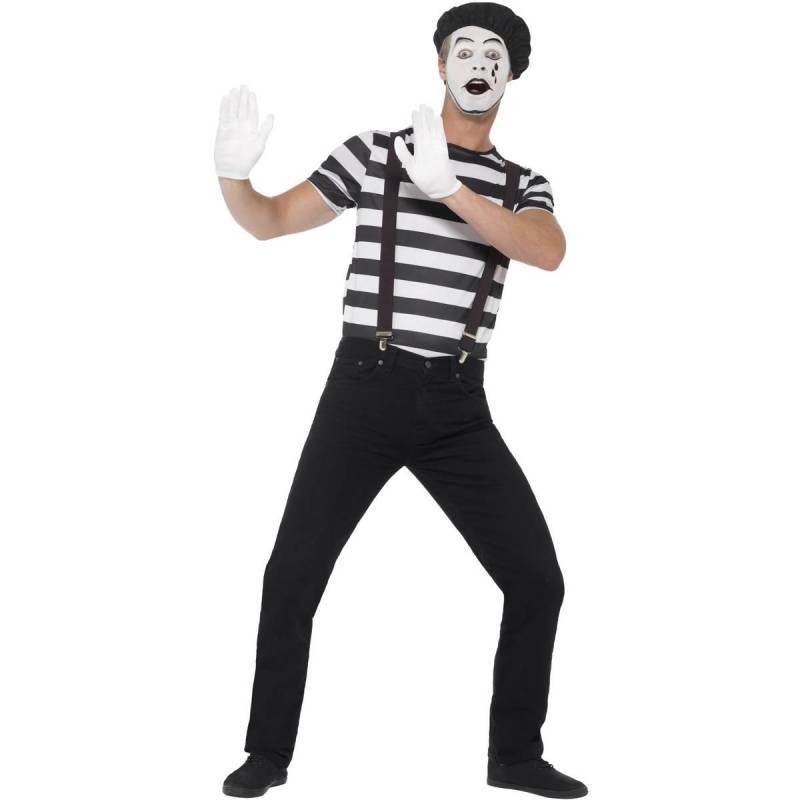 Smiffys Herren Pantomime Künstler Kostümset L weiß/schwarz von Joom DACH