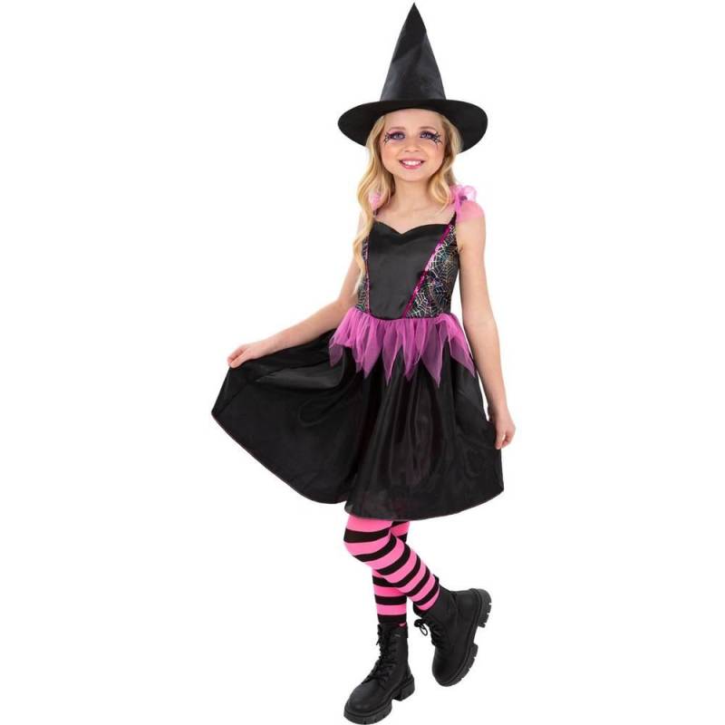 Smiffys Mädchen Regenbogen Spinnennetz Hexenkostüm 7-9 Years schwarz von Joom DACH