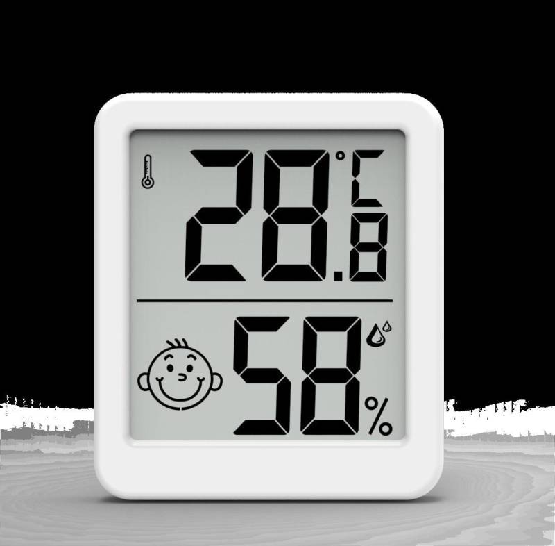 Smiley-Gesicht Hochpräzises Innen-Wand-Thermo-Hygrometer mit Zeit- und Datumsanzeige von Joom DACH