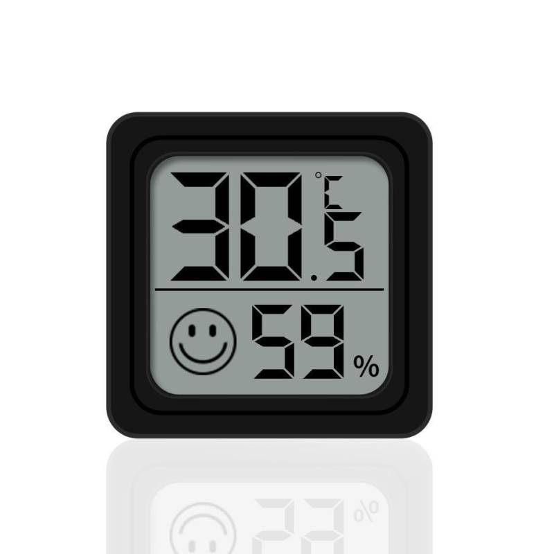 Smiley-Gesicht Hochpräzises Innen-Wand-Thermo-Hygrometer mit Zeit- und Datumsanzeige von Joom DACH