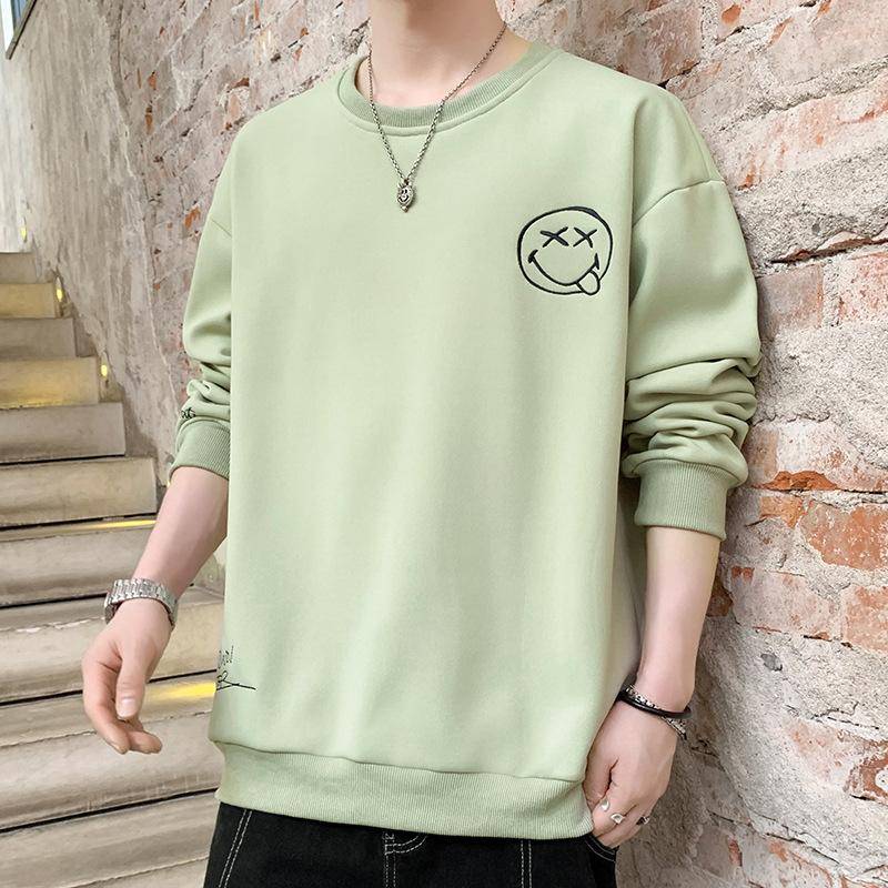 Smiley Pullover Herren Frühling Neues Rundhals-Unterhemd Jugend Lose Beiläufiges Oberteil 4XL von Joom DACH