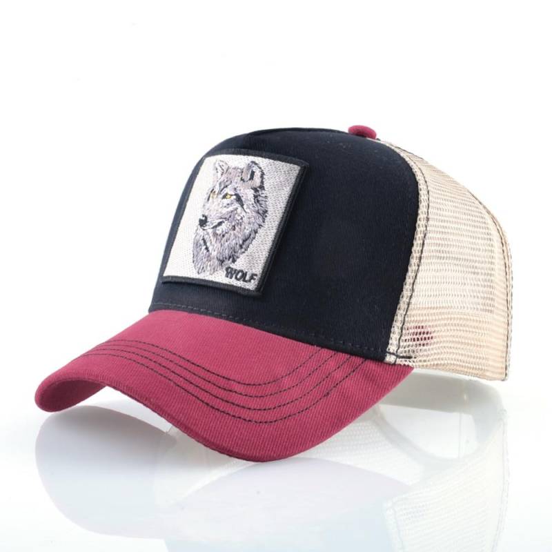 Snapback Caps Sommer Atmungsaktive Baseball Cap Frauen Coole Streetwear Wolf Trucker Bones Hip Hop Hüte 56-60cm von Joom DACH