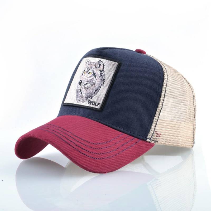 Snapback Caps Sommer Atmungsaktive Baseball Cap Frauen Coole Streetwear Wolf Trucker Bones Hip Hop Hüte 56-60cm von Joom DACH