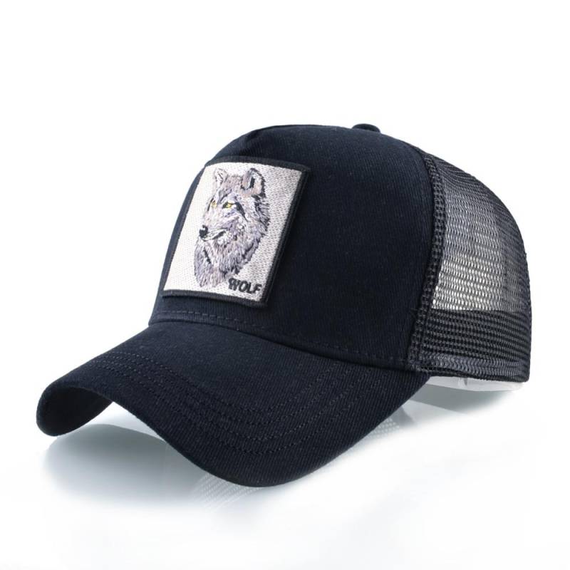 Snapback Caps Sommer Atmungsaktive Baseball Cap Frauen Coole Streetwear Wolf Trucker Bones Hip Hop Hüte 56-60cm von Joom DACH