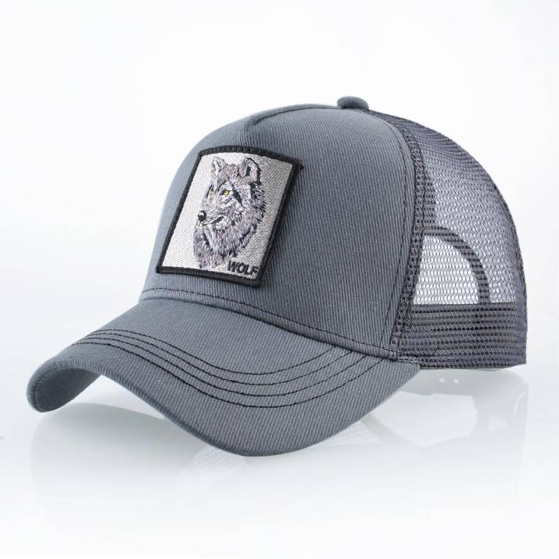 Snapback Caps Sommer Atmungsaktive Baseball Cap Frauen Coole Streetwear Wolf Trucker Bones Hip Hop Hüte 56-60cm von Joom DACH