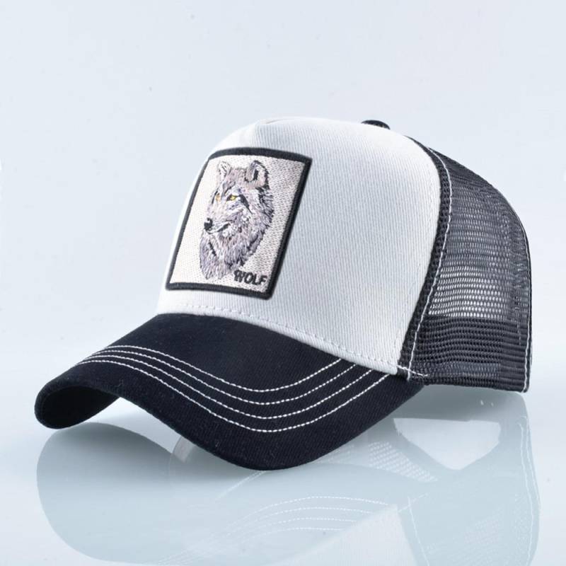 Snapback Caps Sommer Atmungsaktive Baseball Cap Frauen Coole Streetwear Wolf Trucker Bones Hip Hop Hüte 56-60cm von Joom DACH
