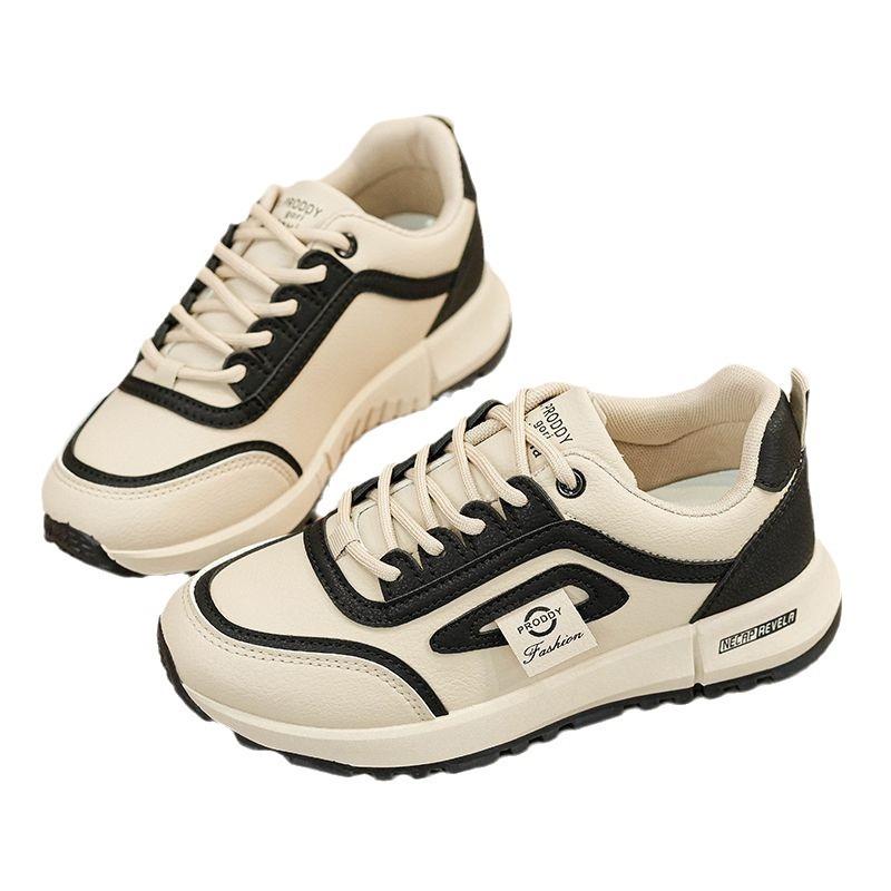 Sneaker Damen Neu Frühling Flach Leichte Laufschuhe Student Vielseitige Freizeitschuhe Leder Wasserdicht Vielseitig 40 schwarz von Joom DACH