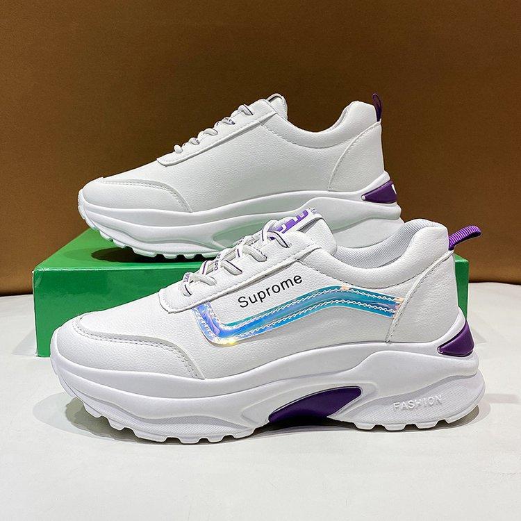 Sneaker Damen Pailletten Weiße Schuhe Damen Frühling und Herbst Atmungsaktiv Neu Koreanischer Stil Höhenvergrößernd Reiseschuhe Flache Laufschuhe 41 von Joom DACH