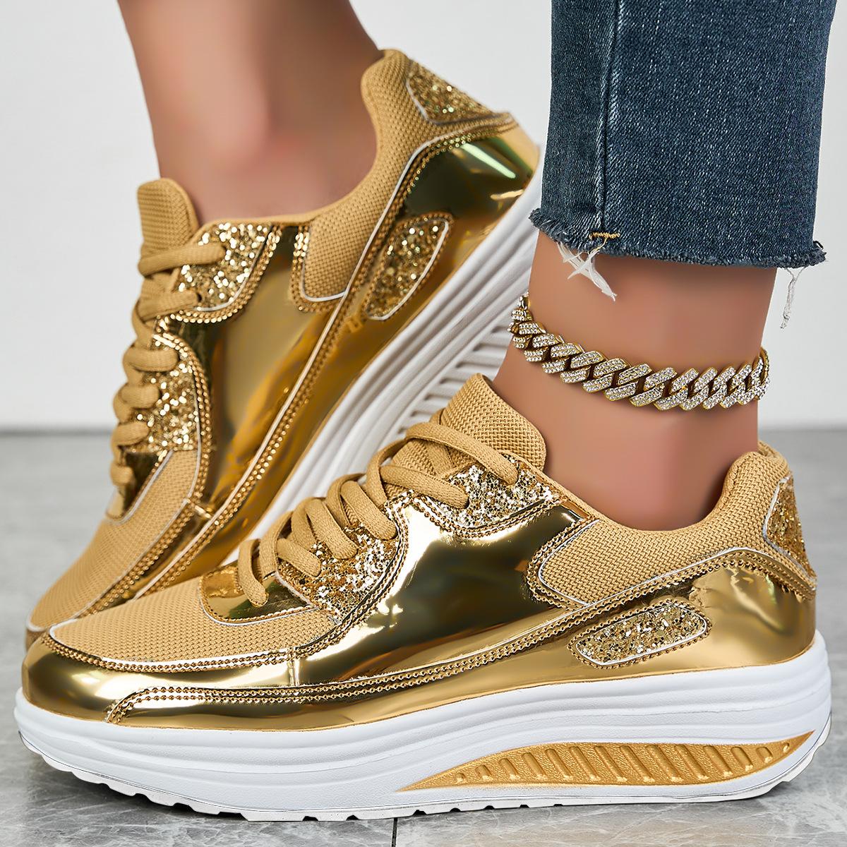 Sneaker für Damen Orthopädische Sneaker Walking-Schuhe für Damen, Leichte lässige Tennis-Sneaker Luft-Laufschuhe Tennis 39 gold von Joom DACH