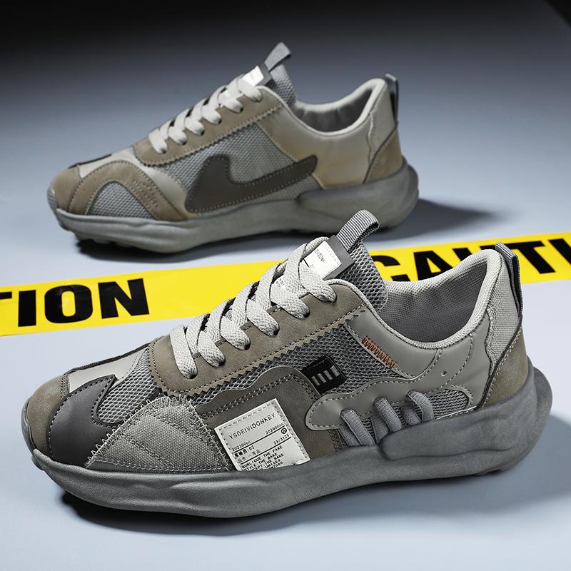 Sneakers Bequeme, atmungsaktive Schuhe für Herren, Freizeitsport, Vier Jahreszeiten, Mokassins, trendiges Design, Persönlichkeit, Schnürschuh aus Leder 44 dunkelgrau von Joom DACH