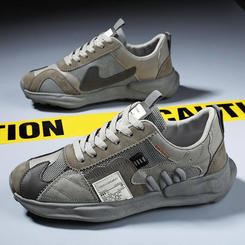 Sneakers Bequeme, atmungsaktive Schuhe für Herren, Freizeitsport, Vier Jahreszeiten, Mokassins, trendiges Design, Persönlichkeit, Schnürschuh aus Leder 44 dunkelgrau von Joom DACH