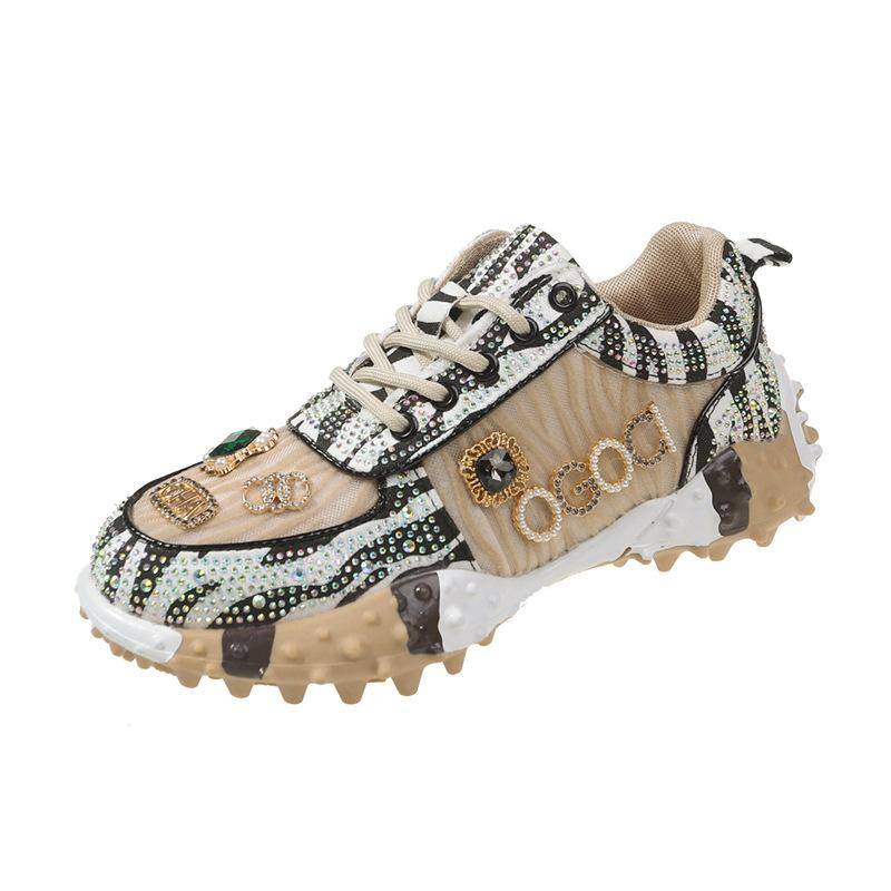 Sneakers für Damen, atmungsaktives Mesh, Freizeitschuhe, Luxus-Strass-Damenschuhe, Schnürschuhe, Plattformschuhe, vulkanisierte Schuhe, Zapatos Mujer 39 von Joom DACH