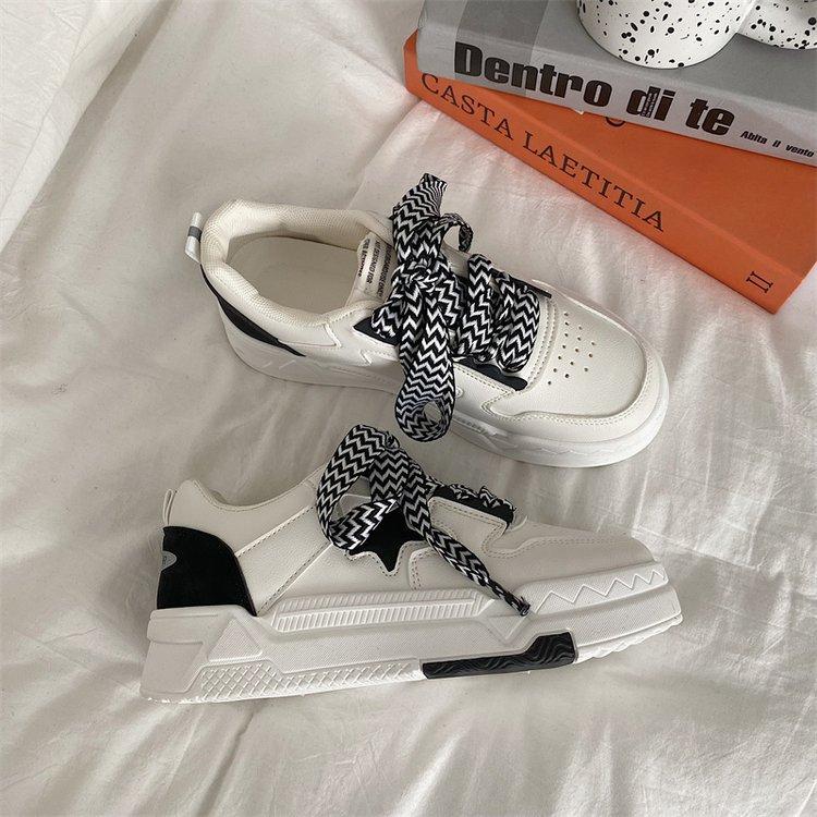 Sneakers mit Sternmuster für Damen, Frühling, neuer Muffin, weiche Unterseite, farblich passende Schnürschuhe, leichte, modische Freizeit-Sneaker für Damen 40 von Joom DACH