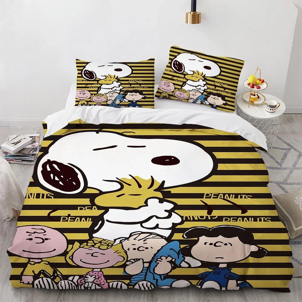 Snoopy Kinder Mikrofaser Bettbezüge 3-teilig für Jugendliche Erwachsene Bettbezug Cartoon Comics Bettwäsche mit Reißverschluss Geschenkbezug 140x210cm von Joom DACH