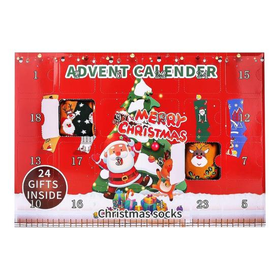 Socken Adventskalender 2025 24 Tage Weihnachts-Countdown-Kalender 12 Paare Feiertagsüberraschung Baumwollsocken Geschenke für Männer Frauen B von Joom DACH