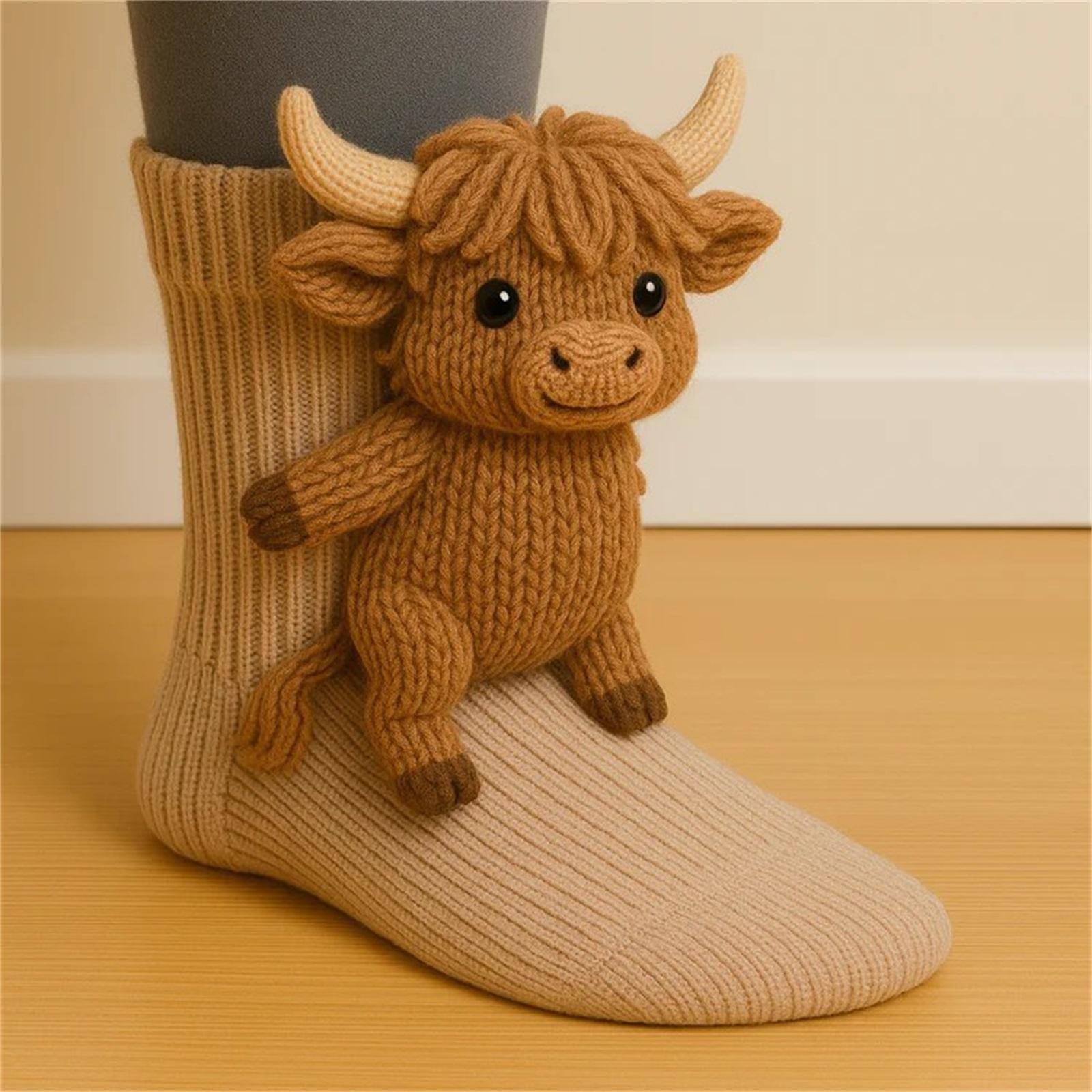 Socken Herren- und Damen lange Baumwollsocken Weihnachten gestrickte Haussocken warme Socken One Size von Joom DACH