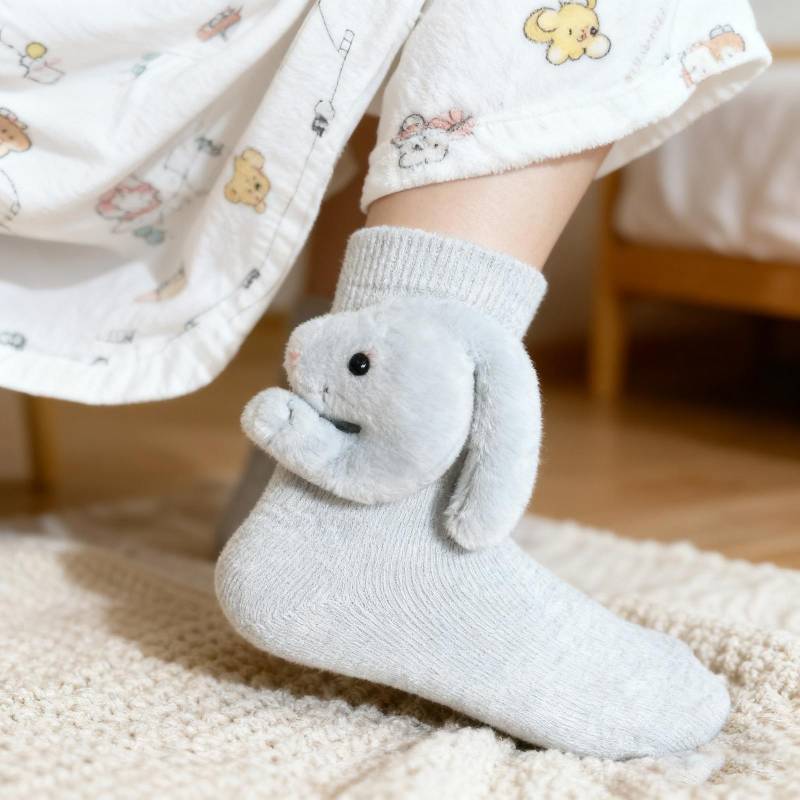 Socken Herren- und Damen lange Baumwollsocken Weihnachten gestrickte Haussocken warme Socken One Size von Joom DACH